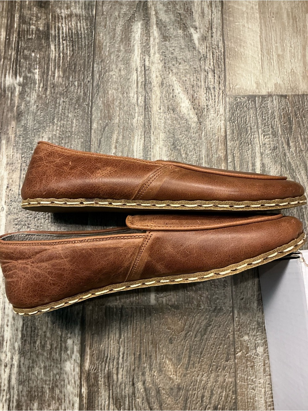 Unisex 100% Brown Leather Slip-On Loafers Women’s Size 8-8.5 or Men’s Size 6.5 - Picture 9 of 12